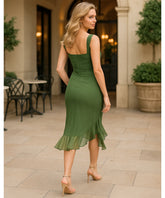 Vestido Midi Elegante com Fenda e Drapeado Moderno Eventos | Morali